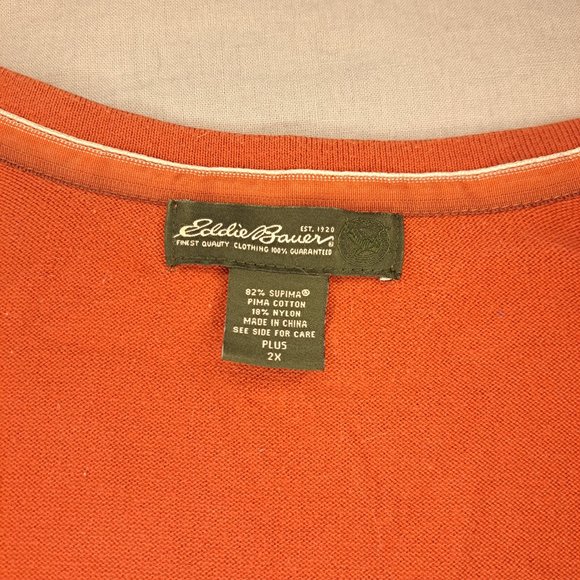 Eddie Bauer Burnt Orange V-Neck Wrap Style Sweater Plus Size 2XL - Picture 5 of 6